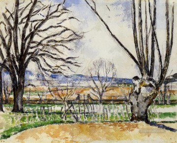 地味なシーン Painting - 春のジャ・ド・ブファンの木々 ポール・セザンヌの風景